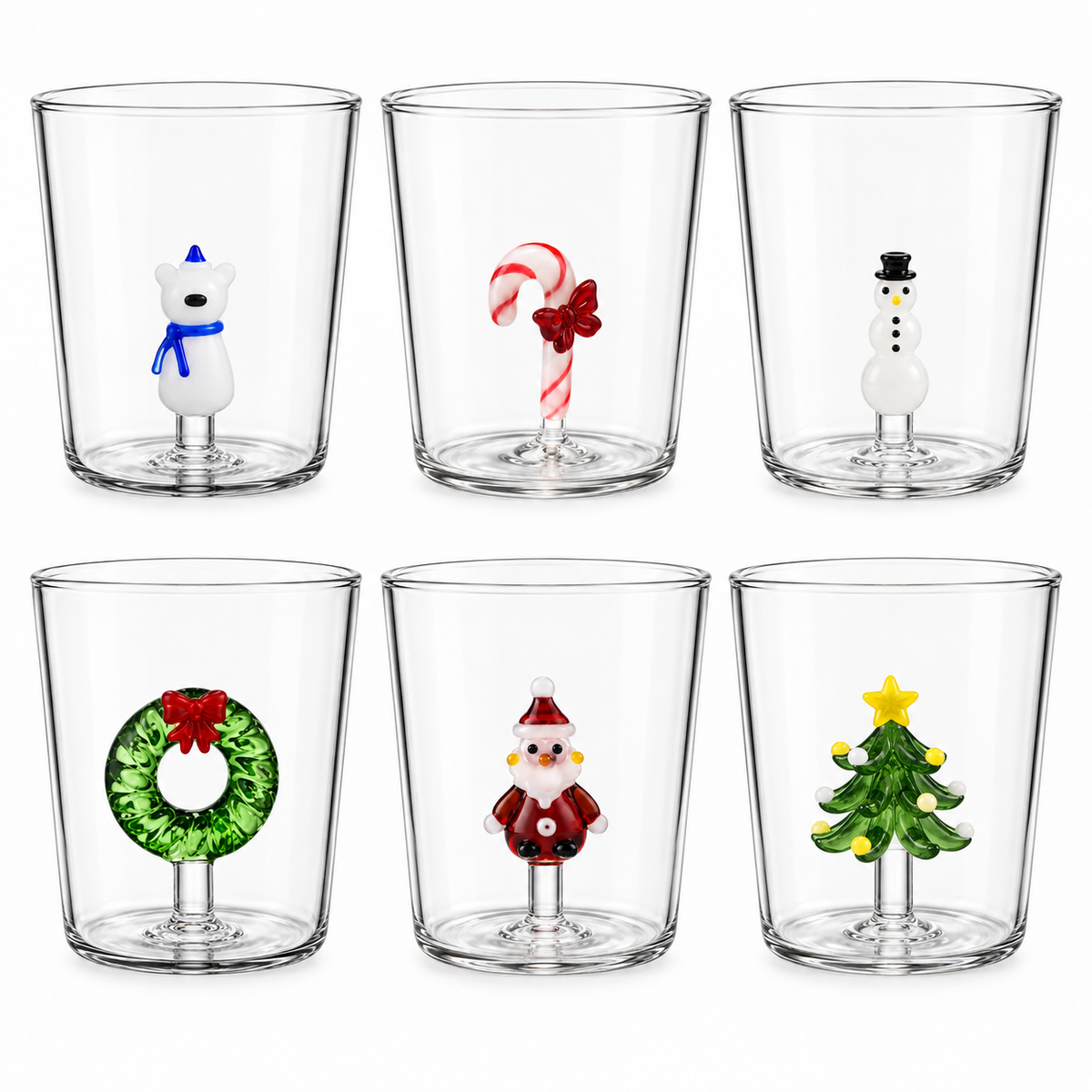 Dricksglas - Handblåsta - Juldesign - 5 delar - 300ML