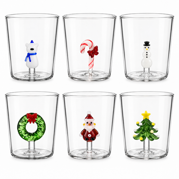 Drinking glasses - Hand-blown - Christmas Design - 5 pieces - 300ML