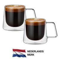 Handgeblazen Dubbelwandige Glazen Met Oor - 150ML - 2 Stuks 4