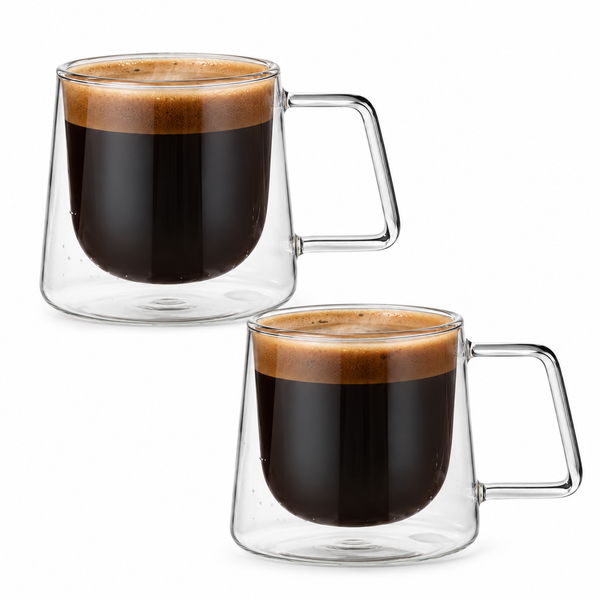 Handblåsta Dubbelväggiga Glas Med Öra - 150ML - 2 Delar