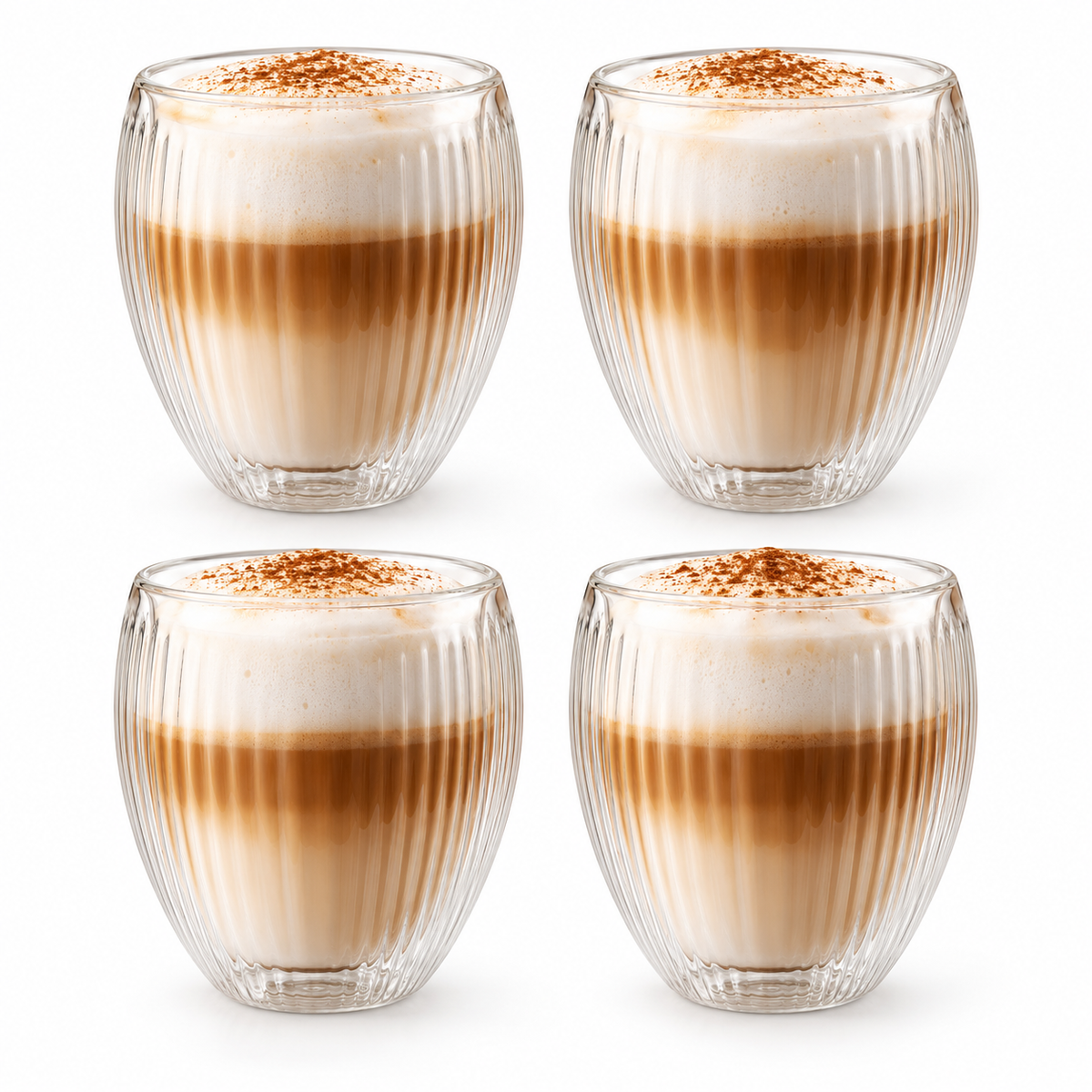 Hand-blown Double-walled Glasses - 250ML - 4 Pieces